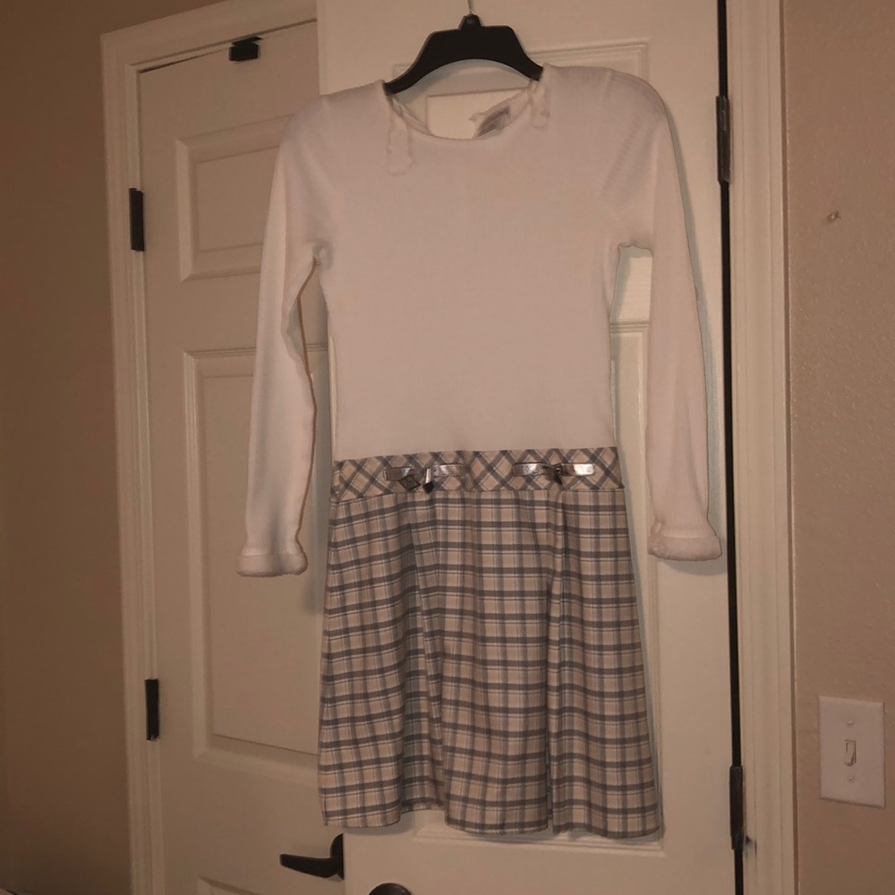 Cream and Grey Sweater Dress